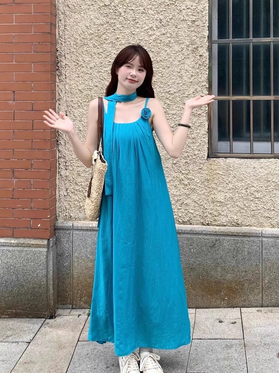 Women’s Bright Halter Summer Vacation Dress
