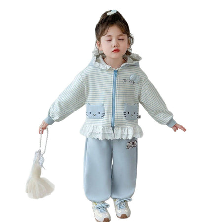 Baby Girl Cartoon Lace Cardigan Outfit Set – Adorable Toddler Fashion Nepal | Tudoholic