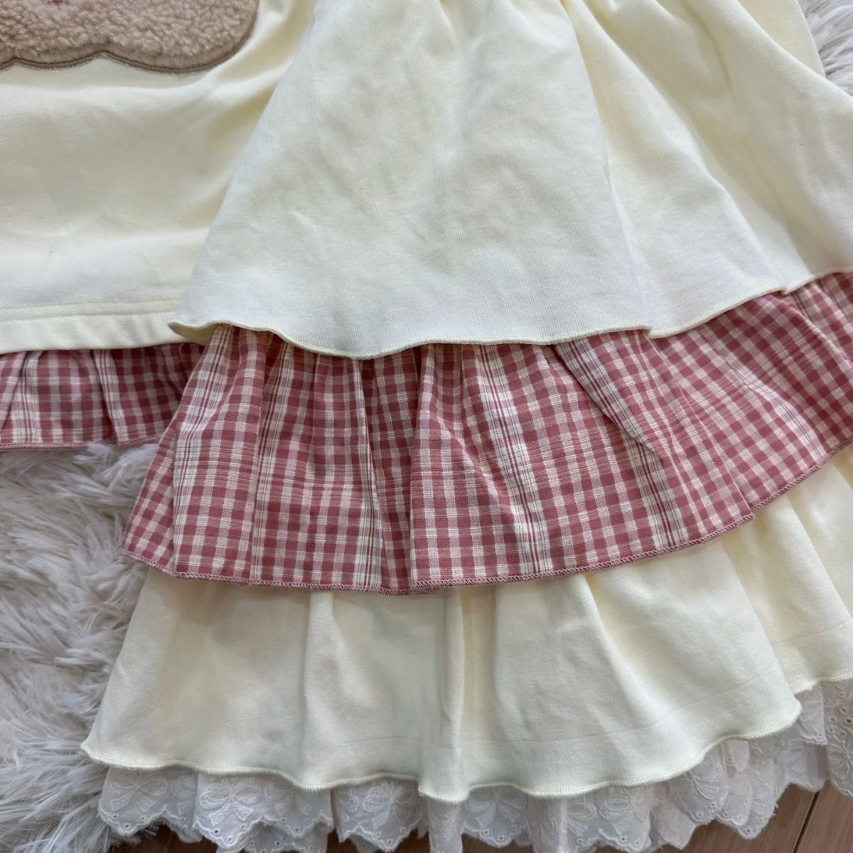 Girls Korean Plaid Lace Top & Cake Skirt Set – Sweet Kids Outfit Nepal | Tudoholic