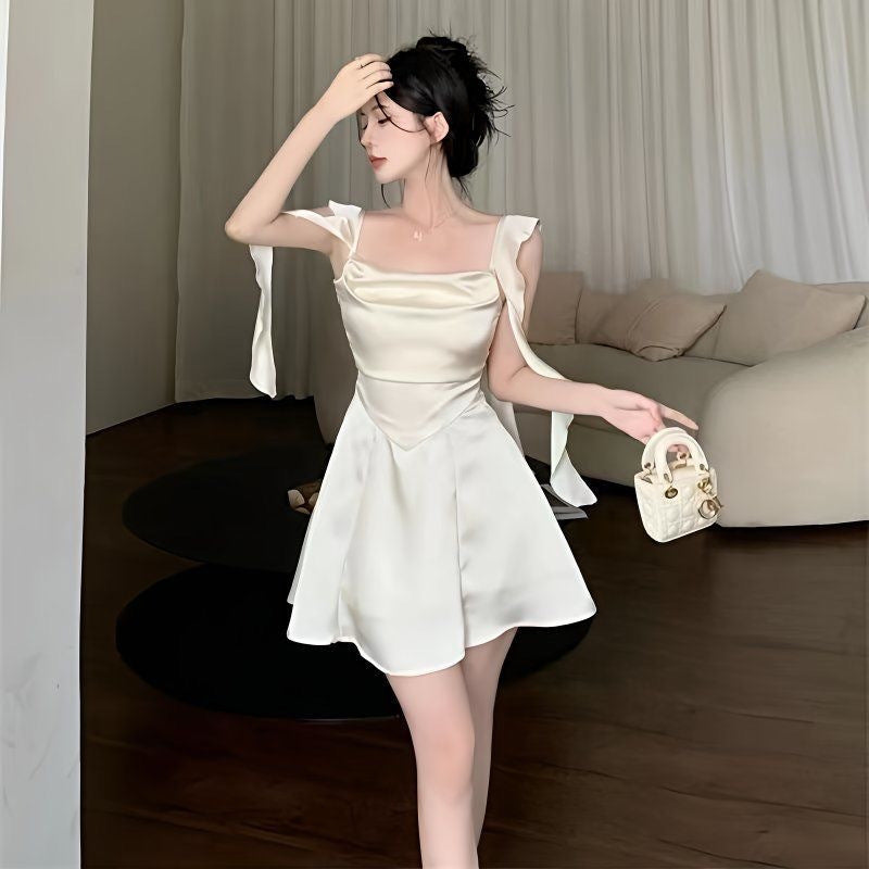 Women Ruffled Backless Suspender A-Line Dress Summer