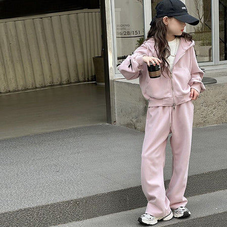 Girls Korean Bow Hoodie & Pants Set – Cute Kids Outfit Nepal | Tudoholic