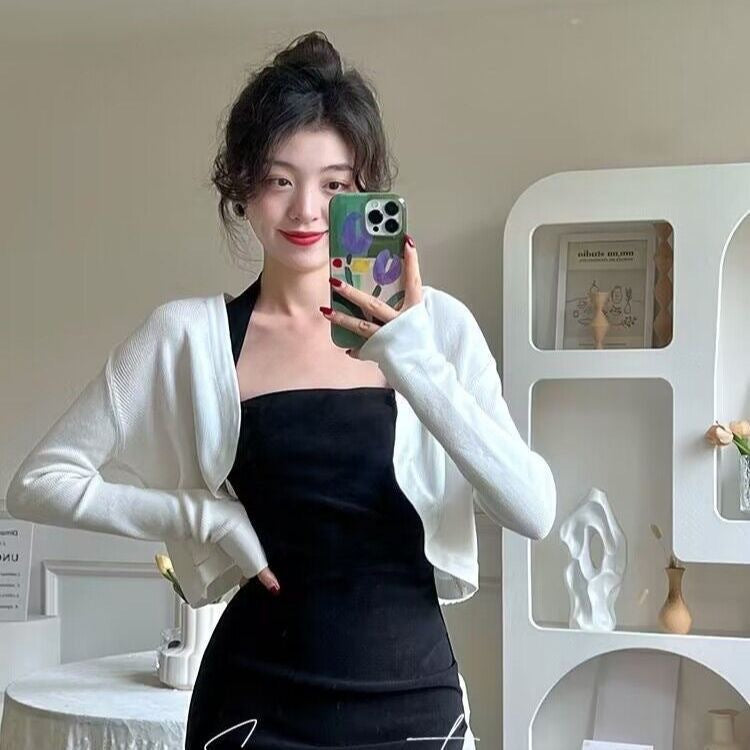 Women White Slim Fit Strap Hip Dress 2025 French Style
