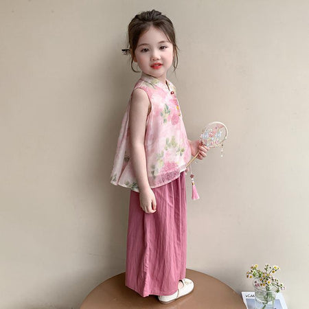 Girls Floral Halter Top & Pants Summer Set – Breezy Kids Outfit Nepal | Tudoholic