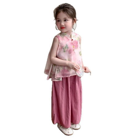 Girls Floral Halter Top & Pants Summer Set – Breezy Kids Outfit Nepal | Tudoholic