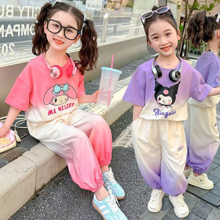 Girls Korean Cartoon Top & Pants Summer Set – Fun Kids Fashion Nepal | Tudoholic