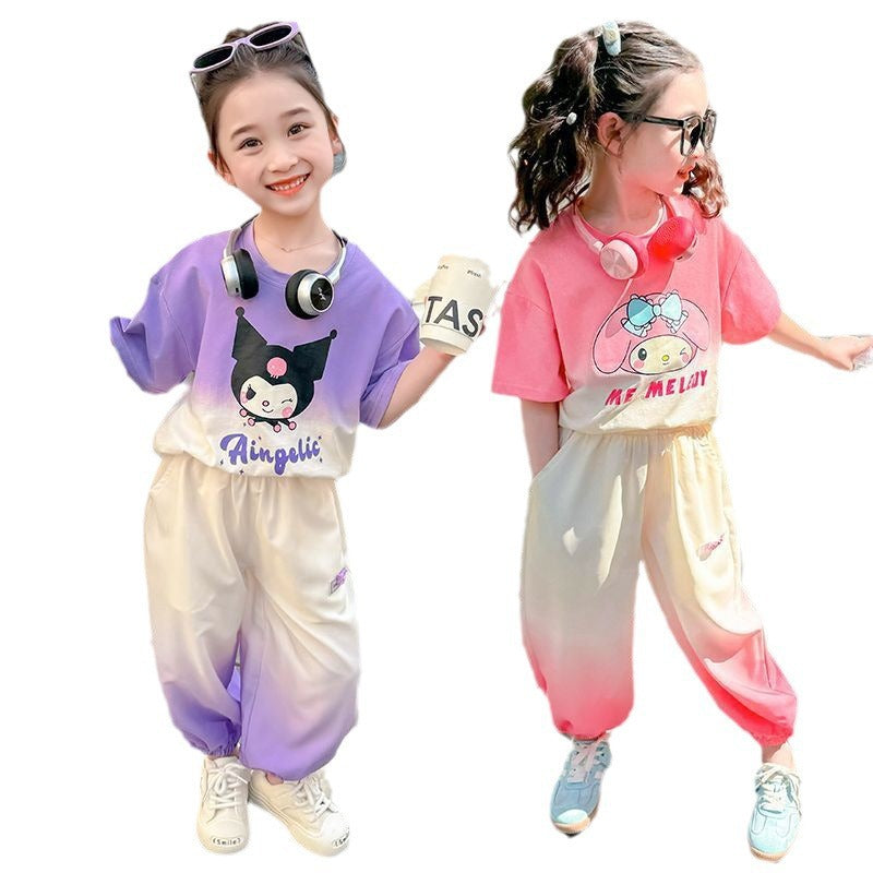 Girls Korean Cartoon Top & Pants Summer Set – Fun Kids Fashion Nepal | Tudoholic