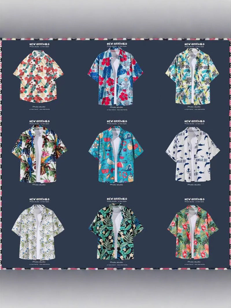 Men’s Hawaiian Floral Beach Short Sleeve Shirt