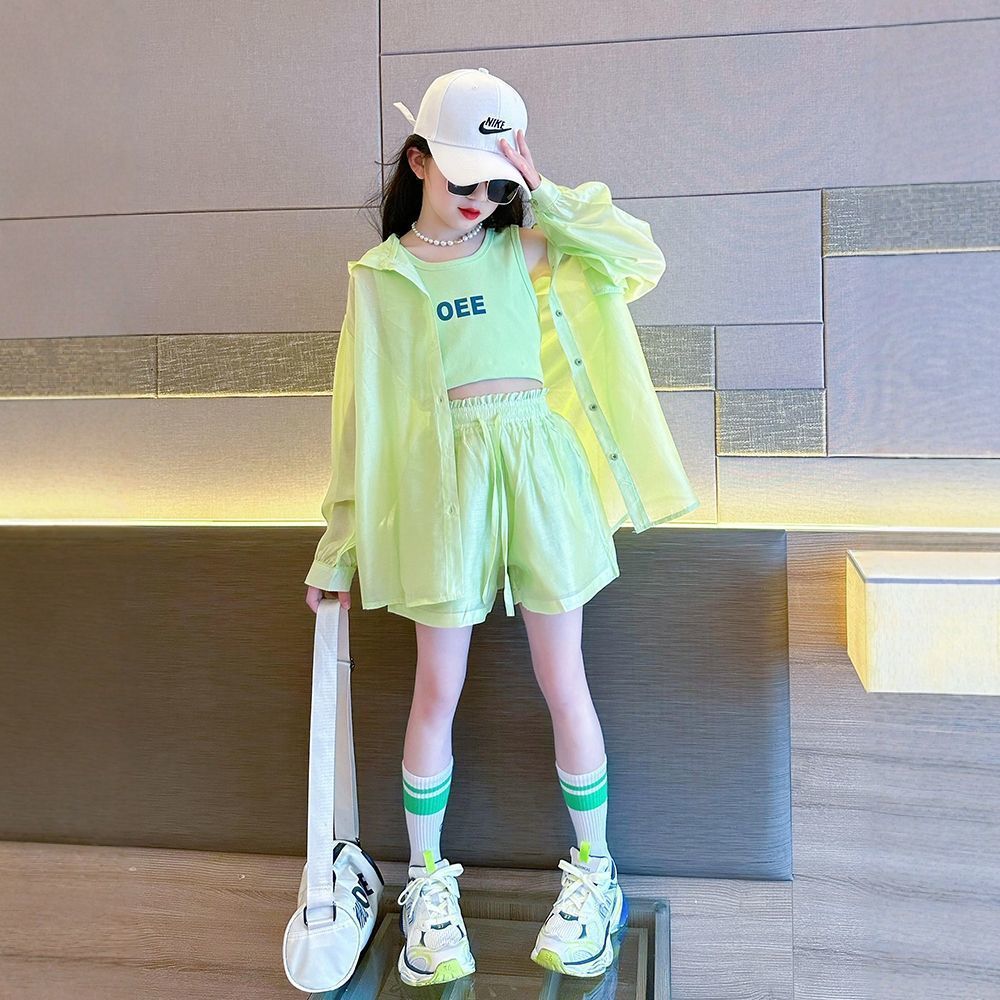 Girls Korean Sunscreen Jacket 3-Piece Set – Sun Protection Kids Outfit Nepal | Tudoholic