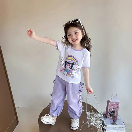 Girls Korean Bow Cartoon Top & Pants Set – Cute Kids Fashion Nepal | Tudoholic