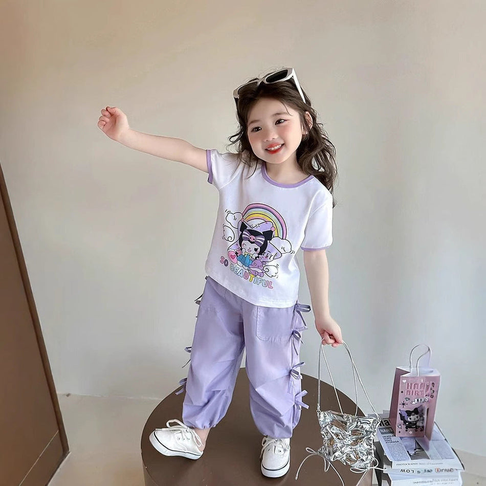 Girls Korean Bow Cartoon Top & Pants Set – Cute Kids Fashion Nepal | Tudoholic