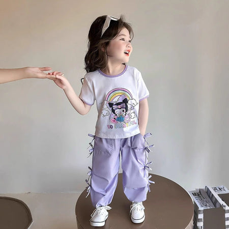 Girls Korean Bow Cartoon Top & Pants Set – Cute Kids Fashion Nepal | Tudoholic