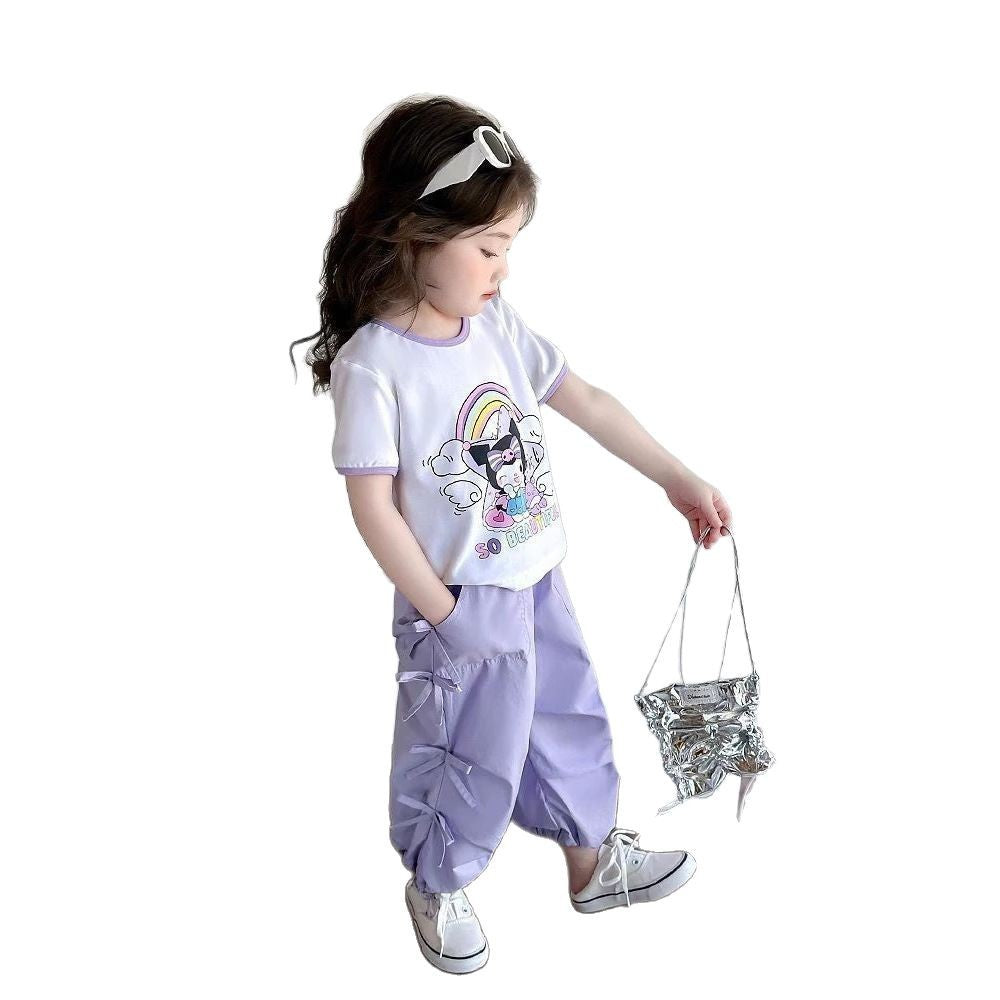 Girls Korean Bow Cartoon Top & Pants Set – Cute Kids Fashion Nepal | Tudoholic