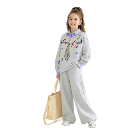 Girls Cartoon Sweater Shirt Two-Piece Set – Cozy Kids Outfit Nepal | Tudoholic