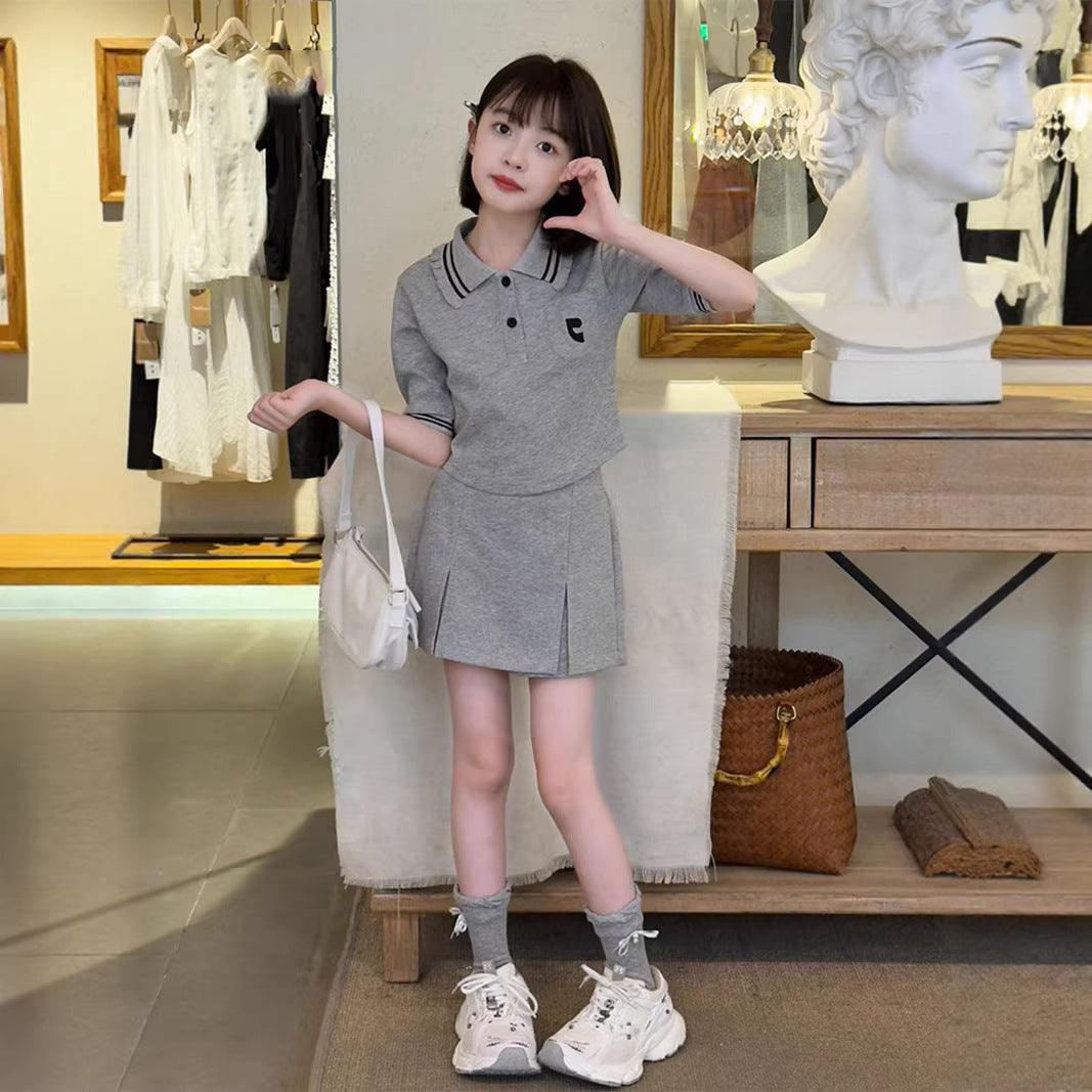 Girls Polo Shirt & Skirt Elegant Set – Refined Kids Fashion Nepal | Tudoholic