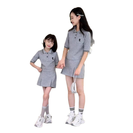 Girls Polo Shirt & Skirt Elegant Set – Refined Kids Fashion Nepal | Tudoholic