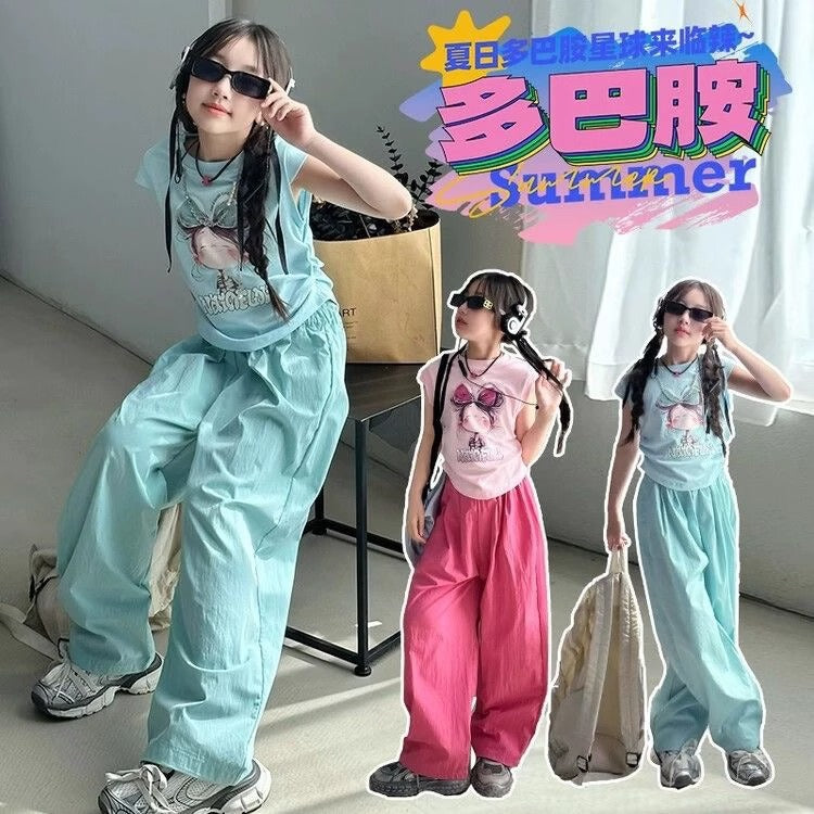Girls Cartoon Print T-Shirt & Pants Set – Cute Kids Outfit Nepal | Tudoholic