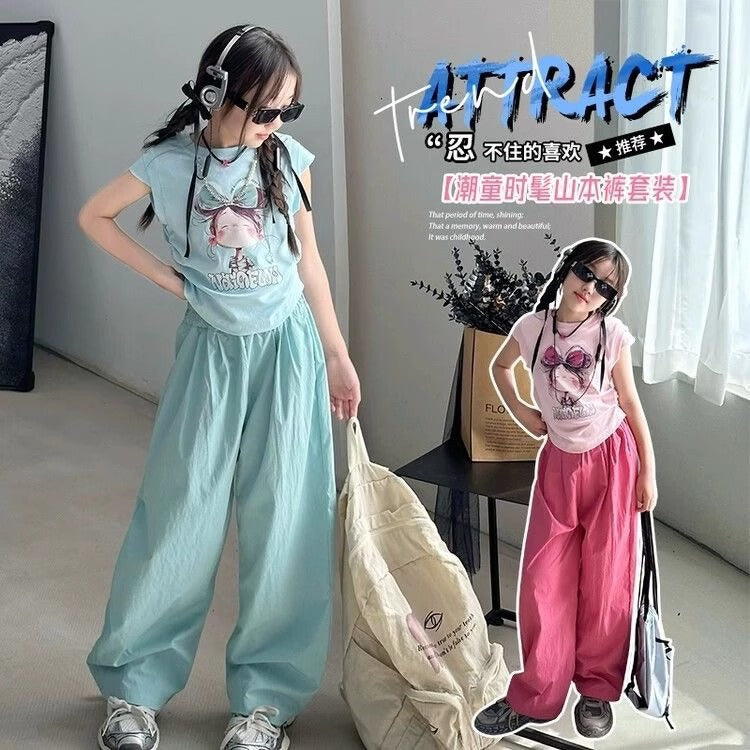 Girls Cartoon Print T-Shirt & Pants Set – Cute Kids Outfit Nepal | Tudoholic