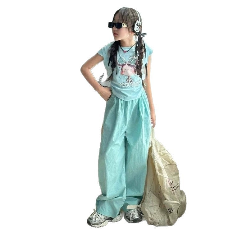 Girls Cartoon Print T-Shirt & Pants Set – Cute Kids Outfit Nepal | Tudoholic