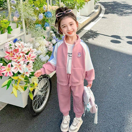 Girls Korean Sports Jacket & Pants Set – Active Kids Outfit Nepal | Tudoholic