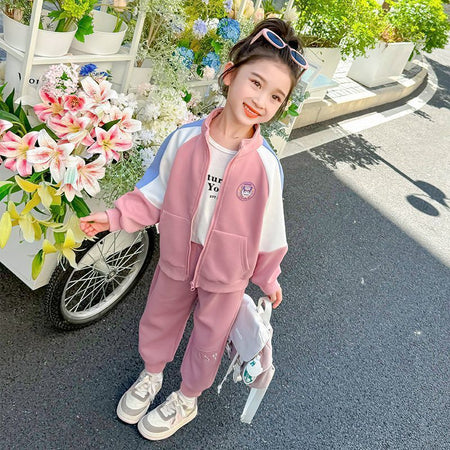 Girls Korean Sports Jacket & Pants Set – Active Kids Outfit Nepal | Tudoholic