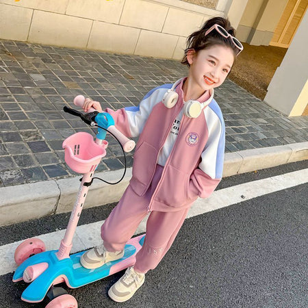 Girls Korean Sports Jacket & Pants Set – Active Kids Outfit Nepal | Tudoholic