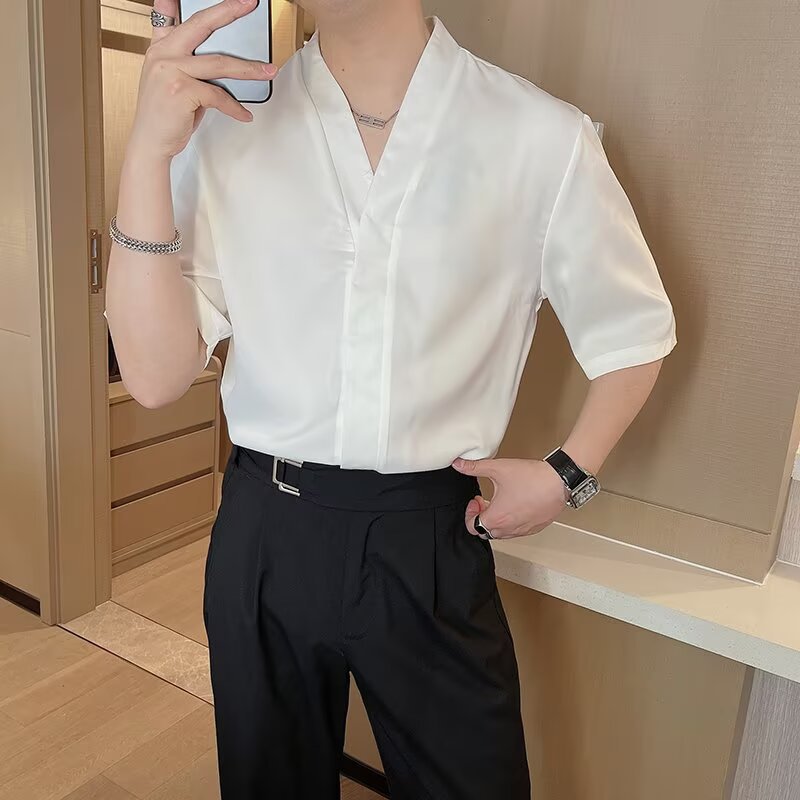 Men’s V-Neck Casual Korean Style Summer Shirt