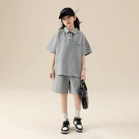 Girls Lapel Top & Casual Shorts Set – Smart Kids Fashion Nepal | Tudoholic