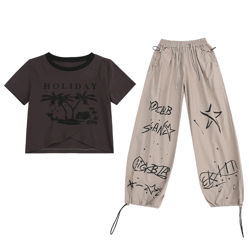 Girls Cartoon T-Shirt & Overalls Set – Fun Kids Fashion Nepal | Tudoholic
