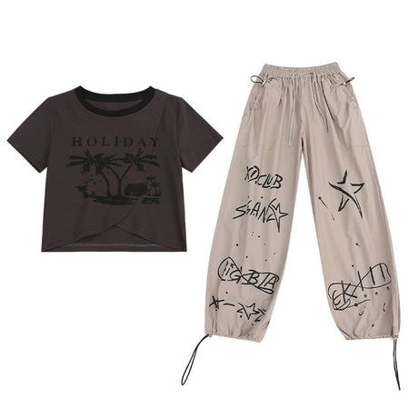 Girls Cartoon T-Shirt & Overalls Set – Fun Kids Fashion Nepal | Tudoholic