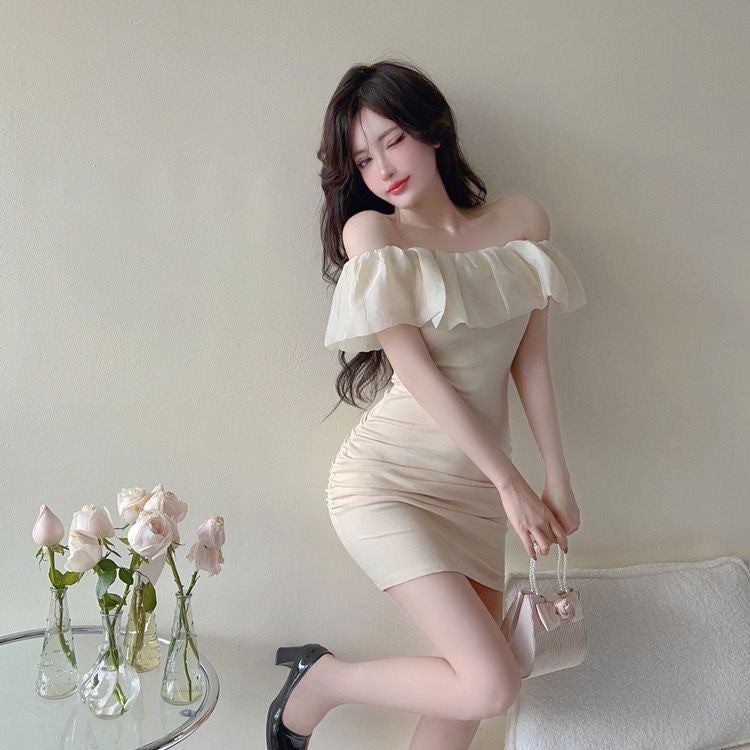 Women Off-Shoulder Tight Waist Short Summer Dress