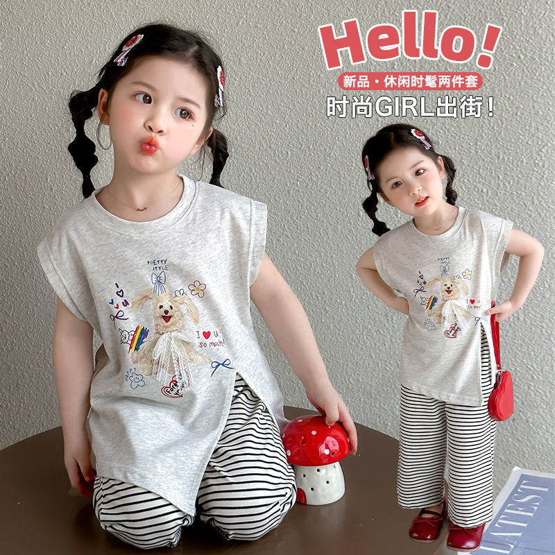Girls Striped T-Shirt & Pants Two-Piece Set – Casual Kids Outfit Nepal | Tudoholic