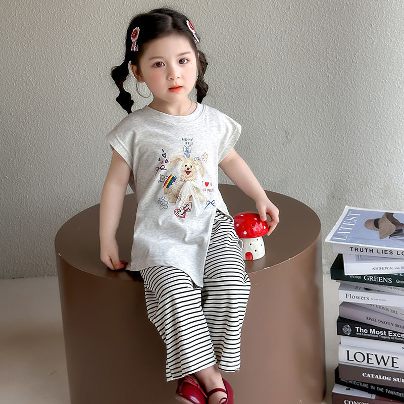 Girls Striped T-Shirt & Pants Two-Piece Set – Casual Kids Outfit Nepal | Tudoholic