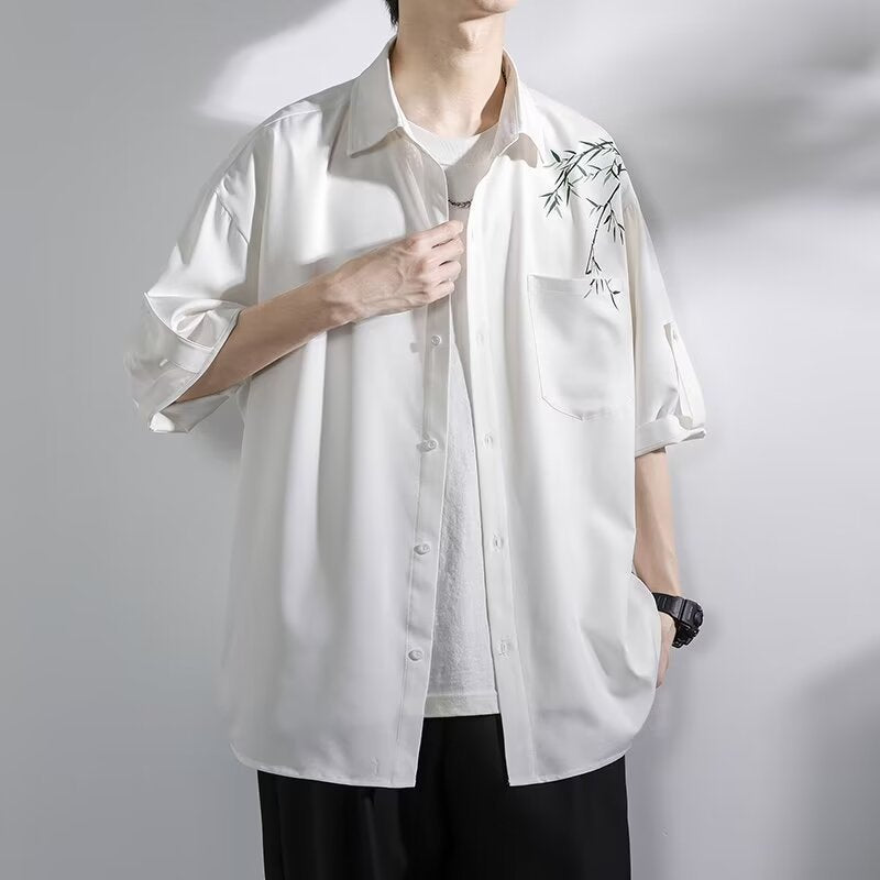 Men’s Bamboo Style Tang Suit Summer Shirt