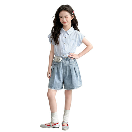 Girls Lace Trim Shirt & Shorts Set – Elegant Kids Fashion Nepal | Tudoholic