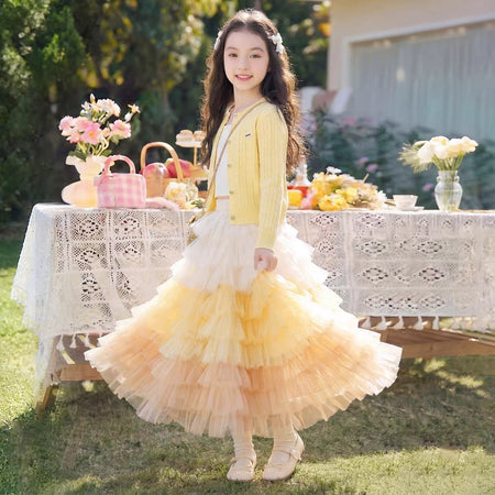Girls Cake Skirt & Cardigan Knit Set – Sweet Kids Outfit Nepal | Tudoholic