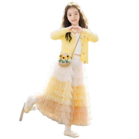 Girls Cake Skirt & Cardigan Knit Set – Sweet Kids Outfit Nepal | Tudoholic