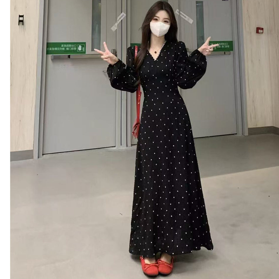 Plus Size Floral Tie Waist Midi Dress Autumn Women