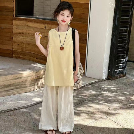 Girls Korean Vest & Pants Summer Set – Trendy Kids Fashion Nepal | Tudoholic