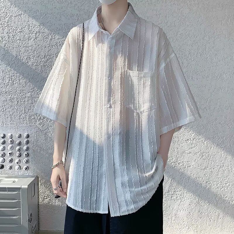 Ice Silk Summer Casual Short Sleeve Shirt Men