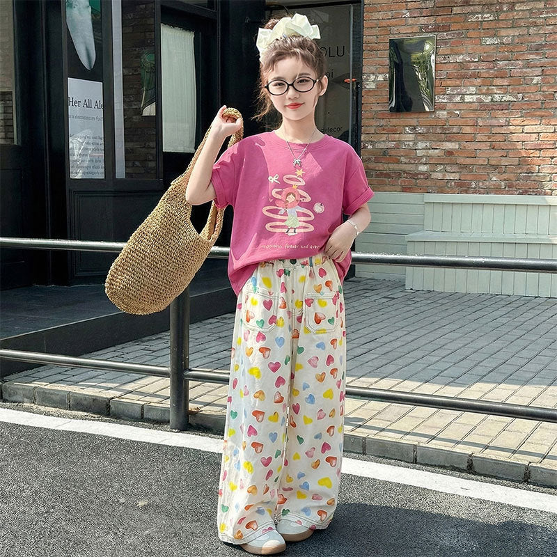 Girls Cartoon Print T-Shirt & Shorts Set – Fun Summer Kids Outfit Nepal | Tudoholic
