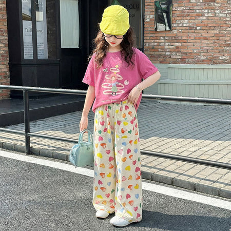 Girls Cartoon Print T-Shirt & Shorts Set – Fun Summer Kids Outfit Nepal | Tudoholic