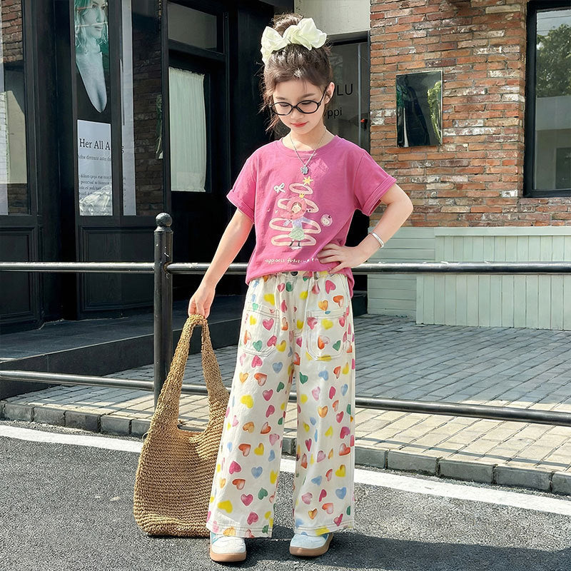 Girls Cartoon Print T-Shirt & Shorts Set – Fun Summer Kids Outfit Nepal | Tudoholic
