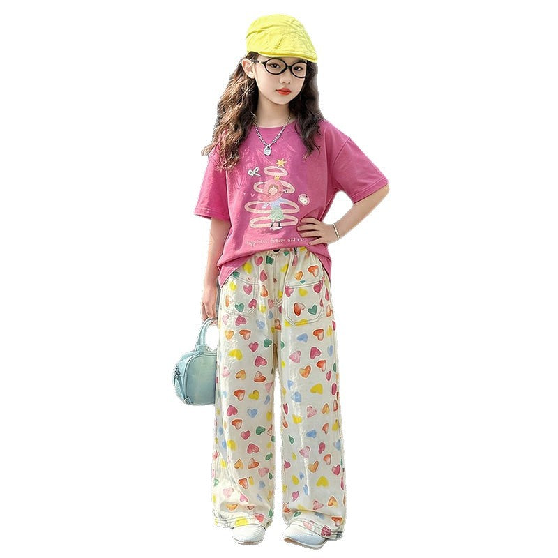 Girls Cartoon Print T-Shirt & Shorts Set – Fun Summer Kids Outfit Nepal | Tudoholic