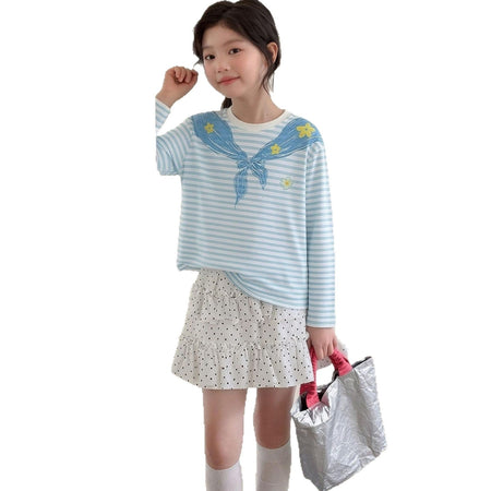 Girls Striped Fake Two-Piece Skirt Set – Trendy Kids Fashion Nepal | Tudoholic