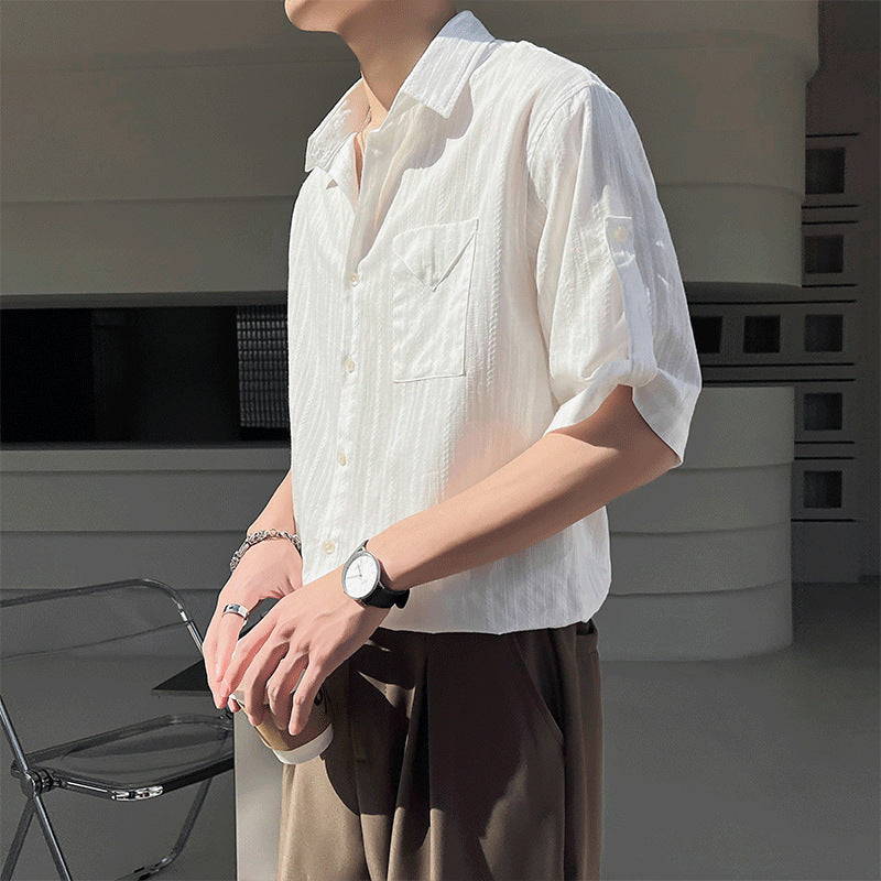 Men’s Striped Half Sleeve Casual Summer Shirt