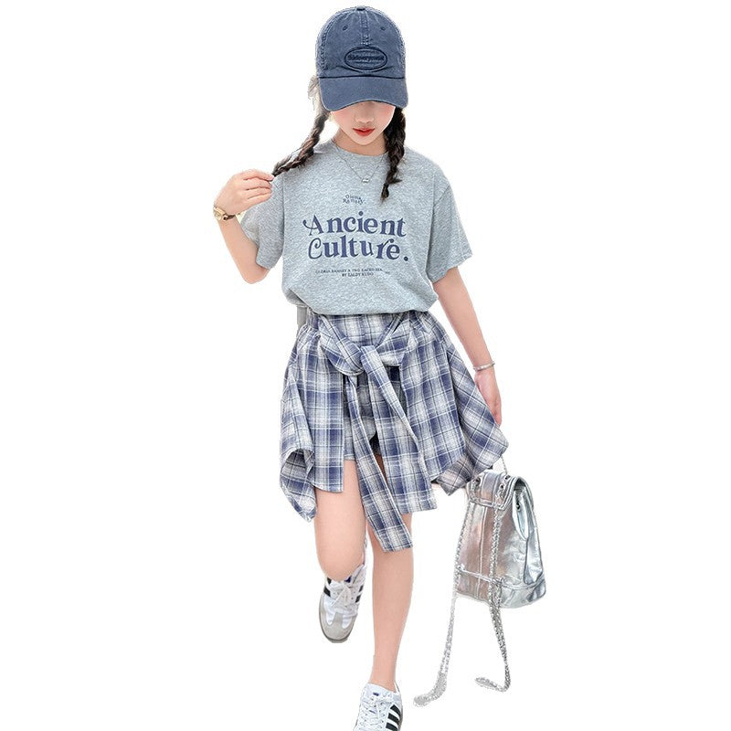 Girls Letter Print T-Shirt & Skirt Set – Korean Kids Outfit Nepal | Tudoholic