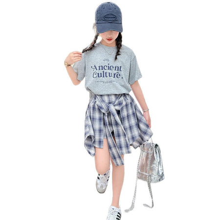 Girls Letter Print T-Shirt & Skirt Set – Korean Kids Outfit Nepal | Tudoholic
