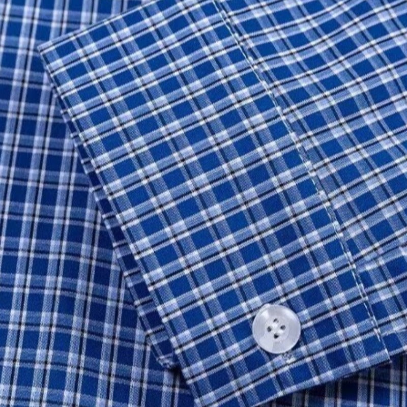 Men’s Retro Embroidered Plaid Long Sleeve Shirt