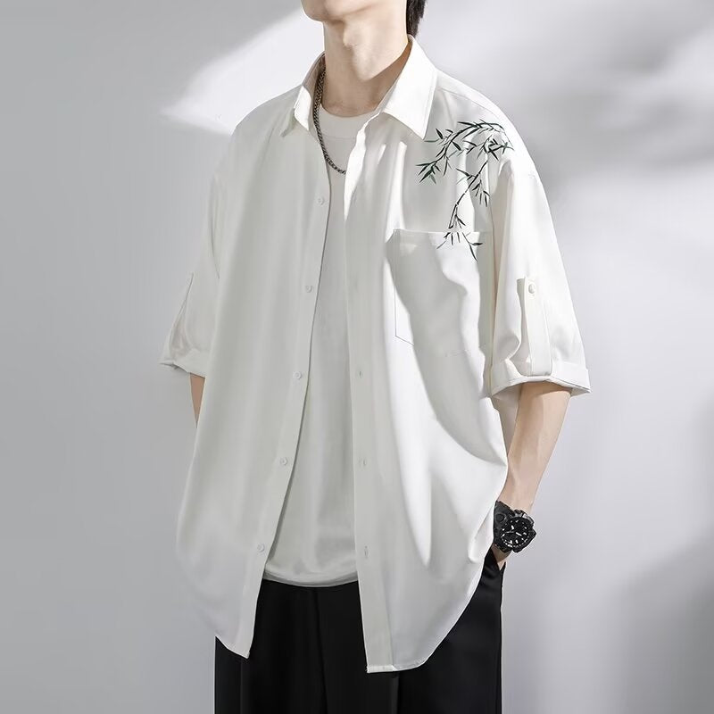 Men’s Bamboo Style Tang Suit Summer Shirt