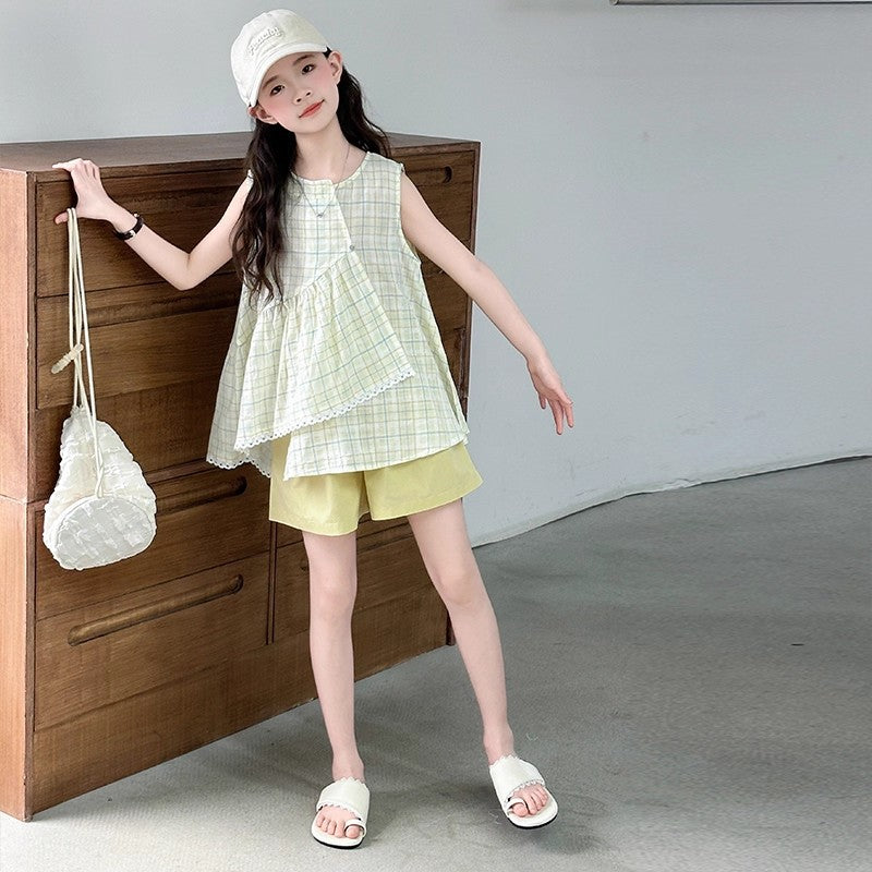 Girls Vest & Shorts Summer Two-Piece Set – Breathable Kids Fashion Nepal | Tudoholic